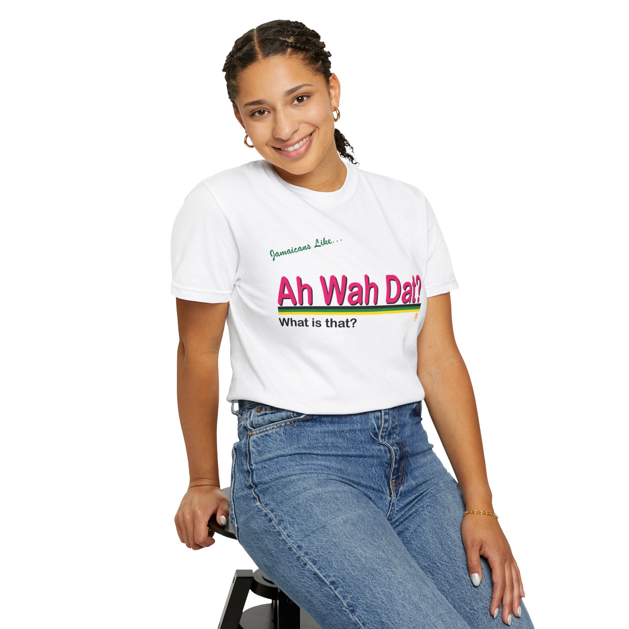 Ah Wah Dat? T-shirt - Fun Jamaican Phrase Tee for Casual Wear