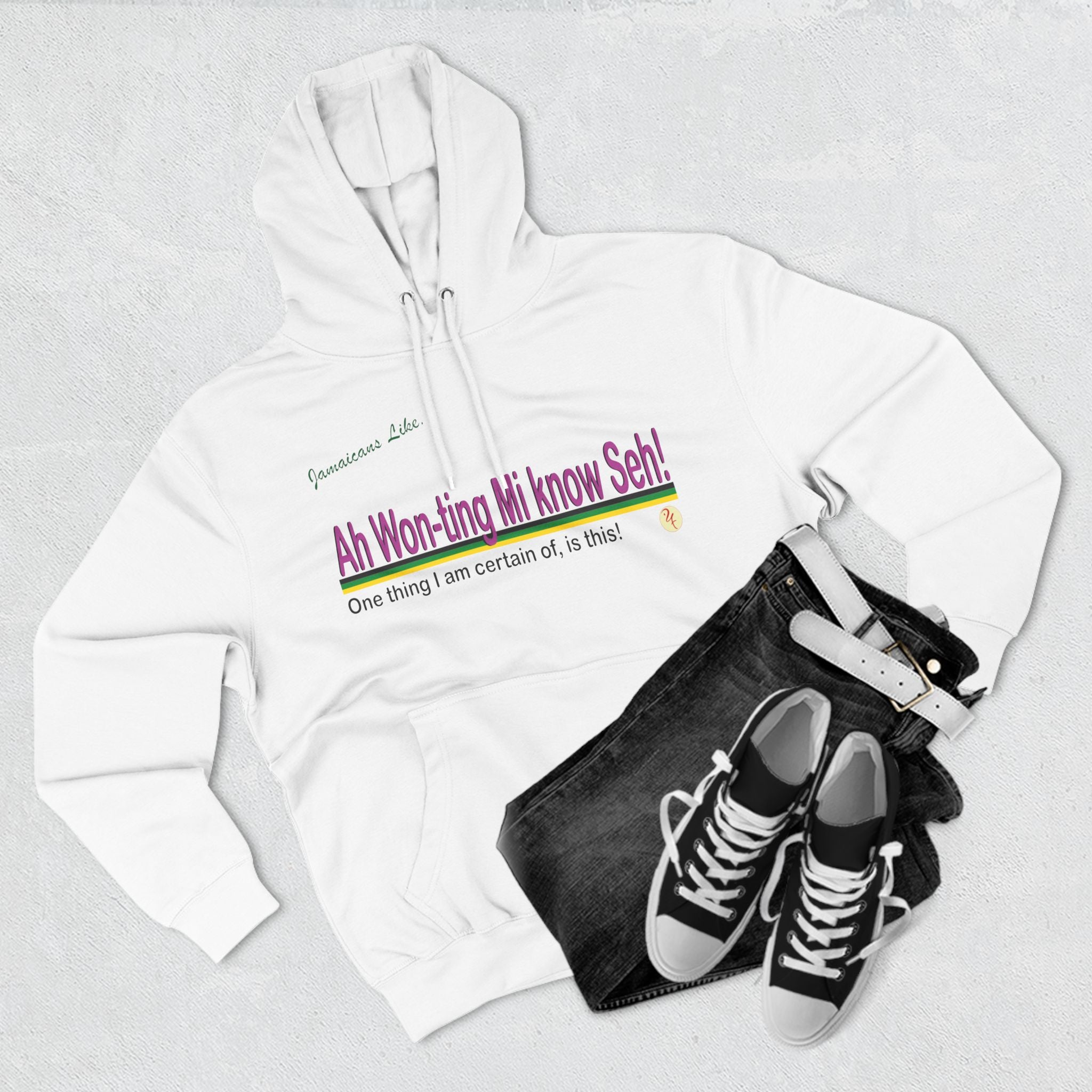 Ah won ting mi know seh! - Three-Panel Fleece Hoodie