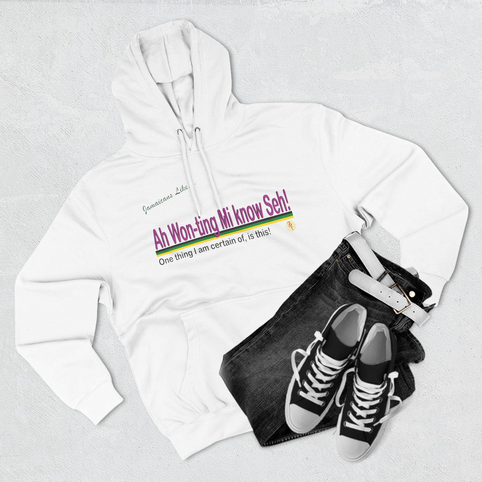 Ah won ting mi know seh - Three-Panel Fleece Hoodie