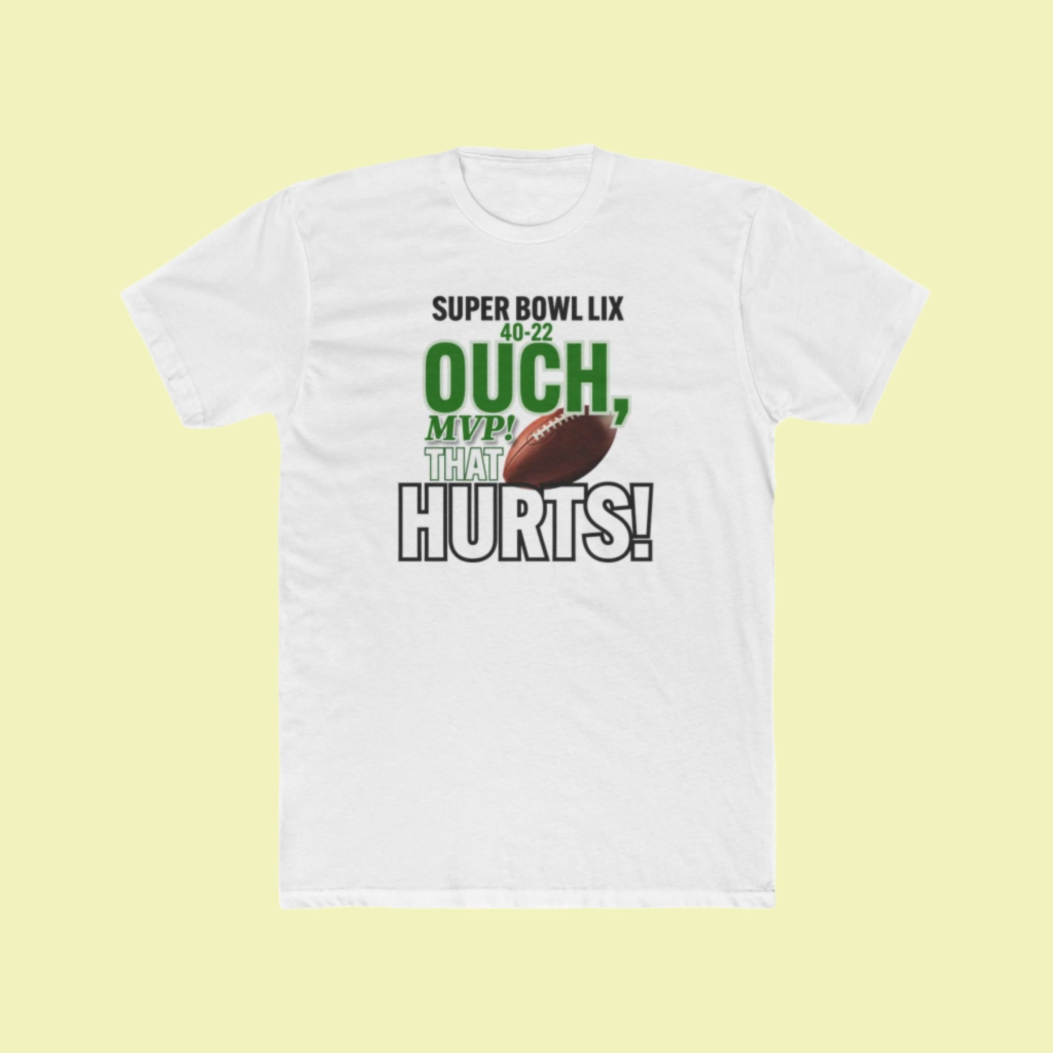 Super Bowl Themed Unisex Cotton Crew Tee - 'Ouch, That Hurts!'