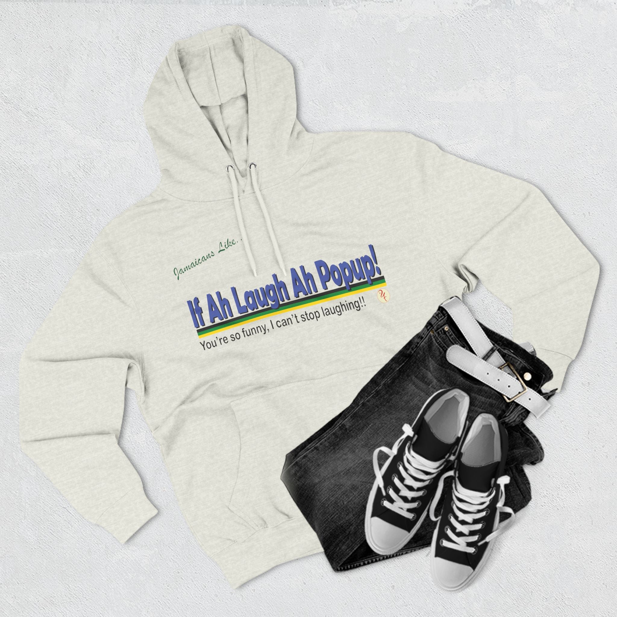 If Ah Laugh Ah Popup - Three-Panel Fleece Hoodie