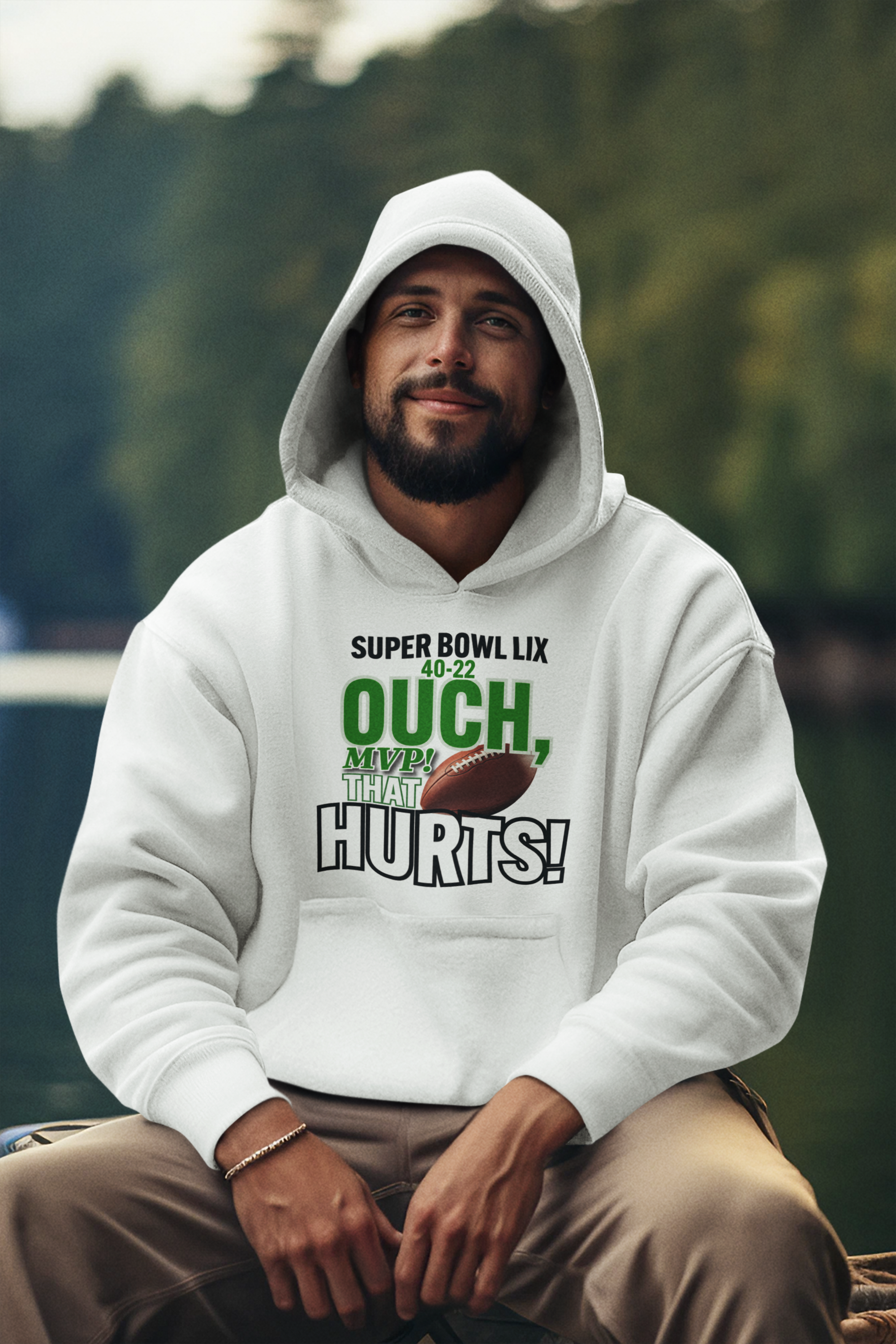 "Ouch, MVP! That Hurts!" & "Take One!" Unisex Garment-Dyed Hoodie - Graphic Design