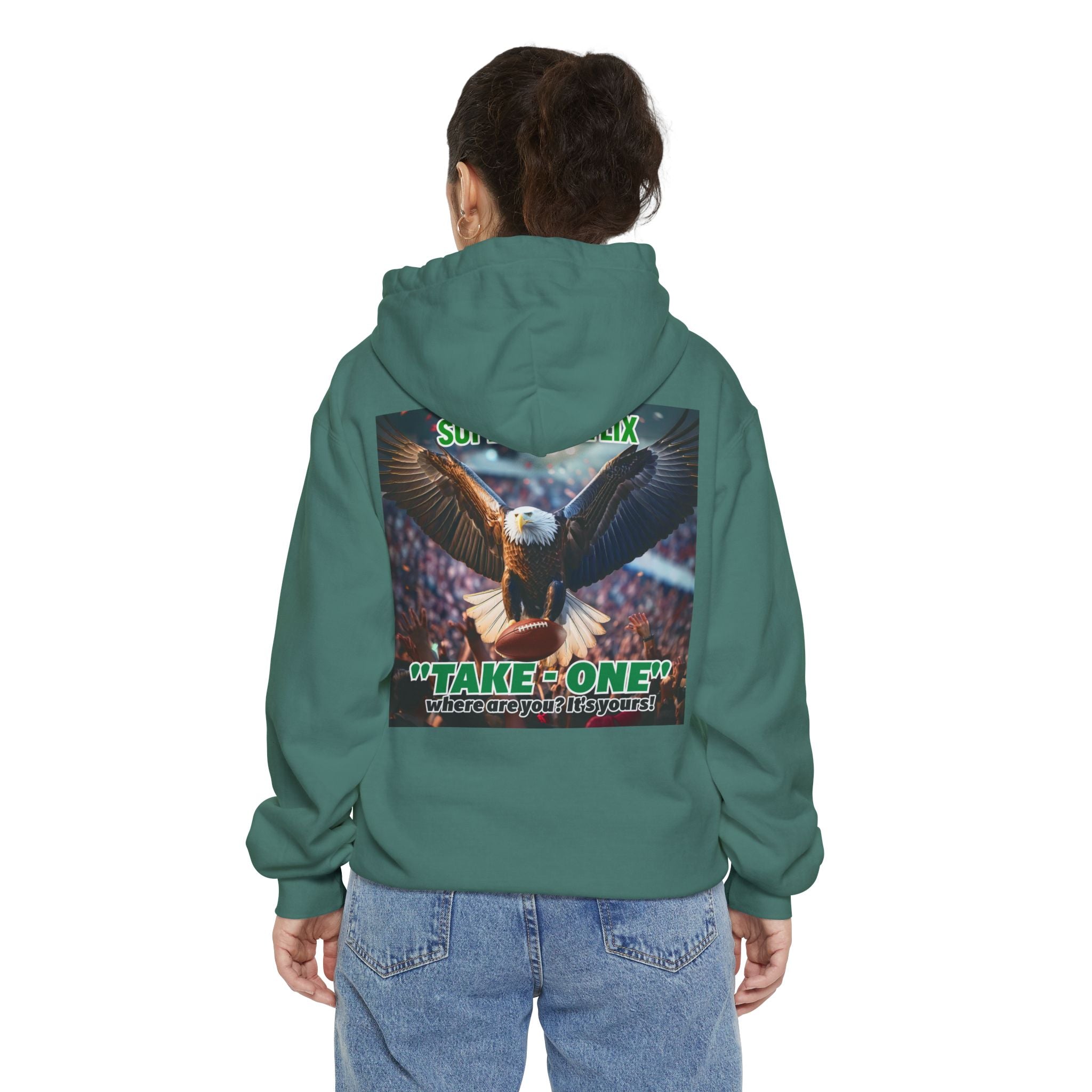 "Ouch, MVP! That Hurts!" & "Take One!" Unisex Garment-Dyed Hoodie - Graphic Design