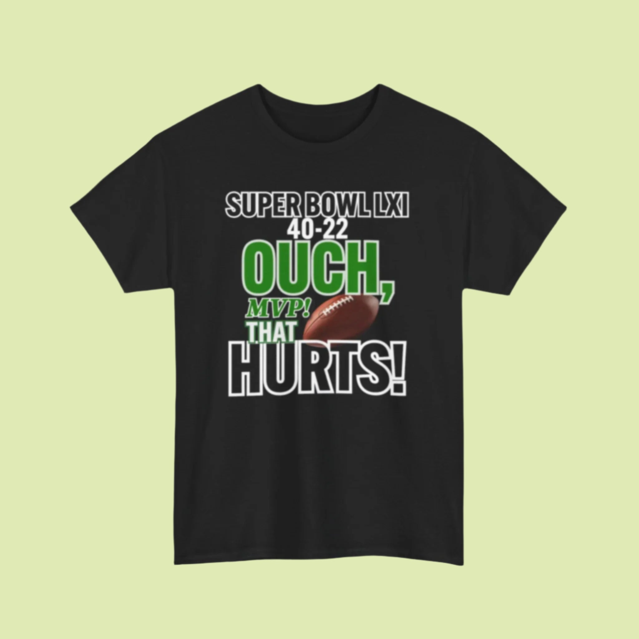 Super Bowl Themed Unisex Cotton Crew Tee - 'Ouch, That Hurts!'