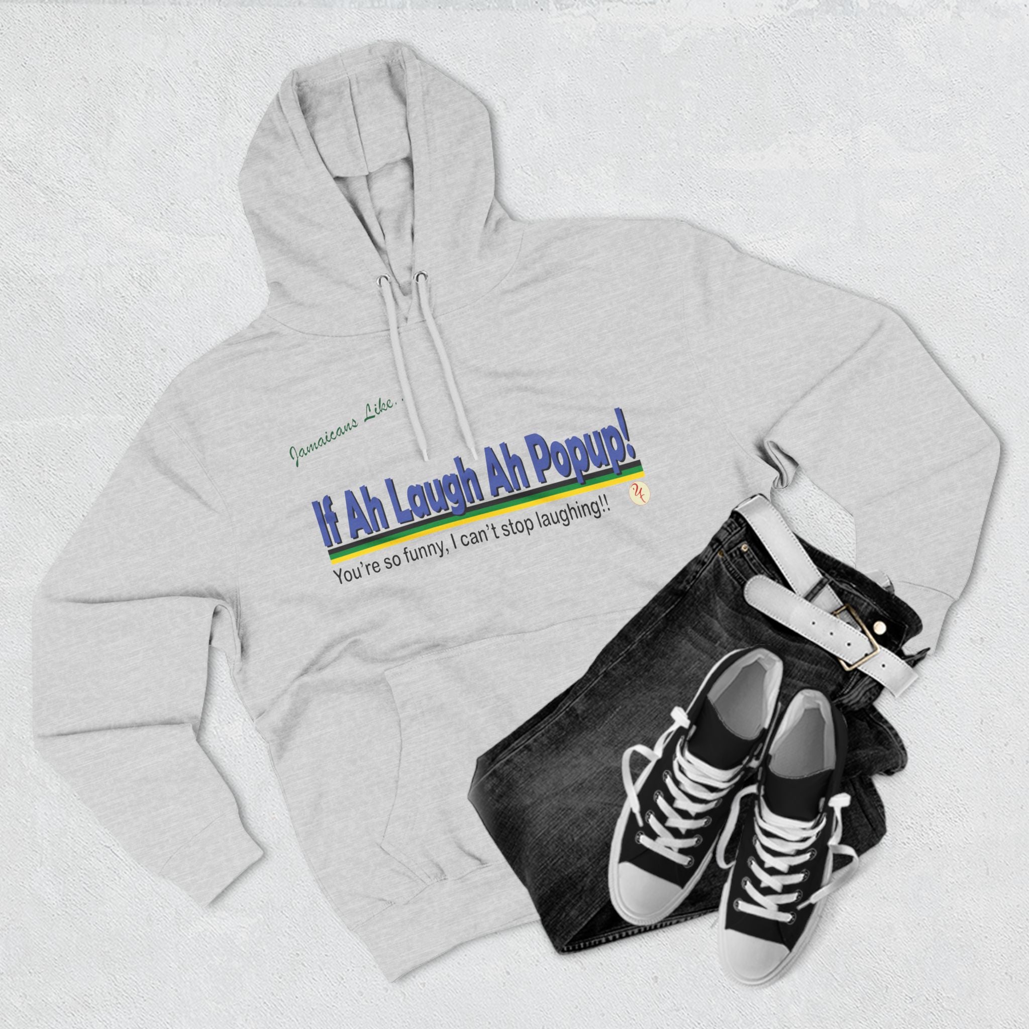 If Ah Laugh Ah Popup - Three-Panel Fleece Hoodie