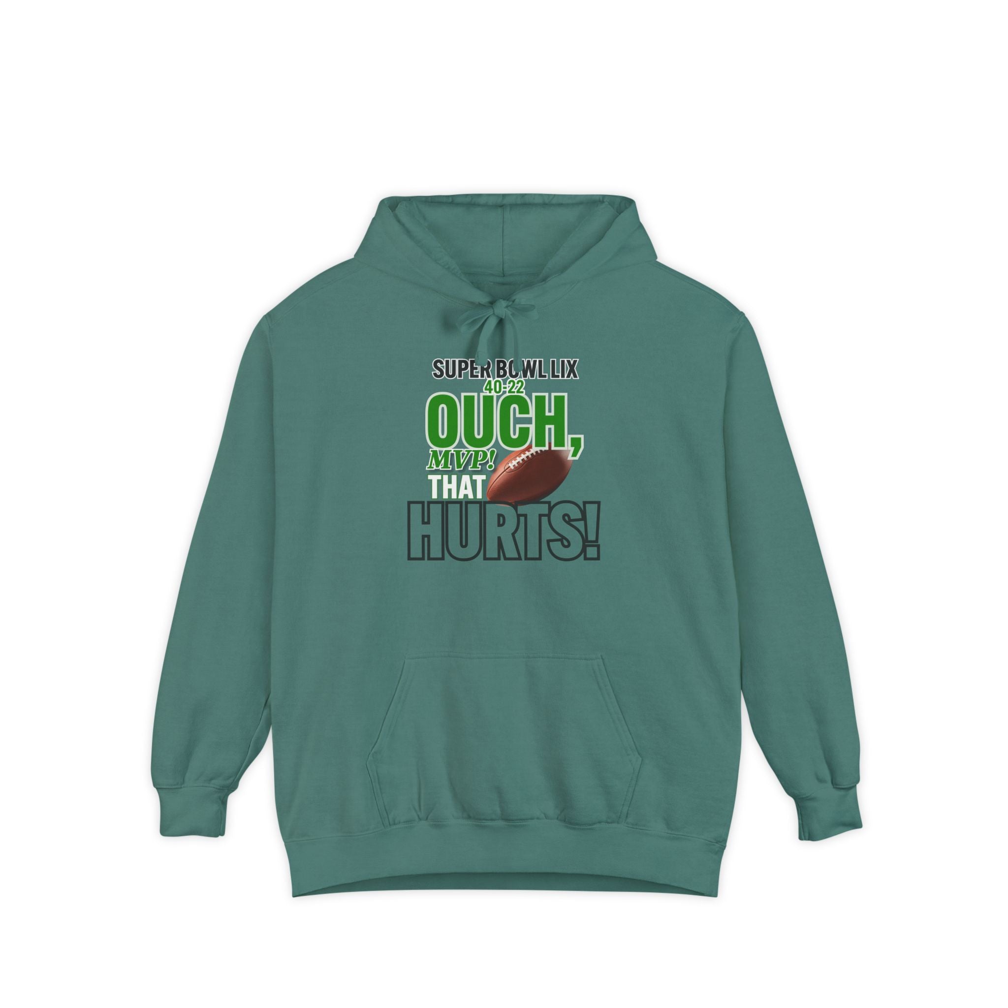 "Ouch, MVP! That Hurts!" & "Take One!" Unisex Garment-Dyed Hoodie - Graphic Design