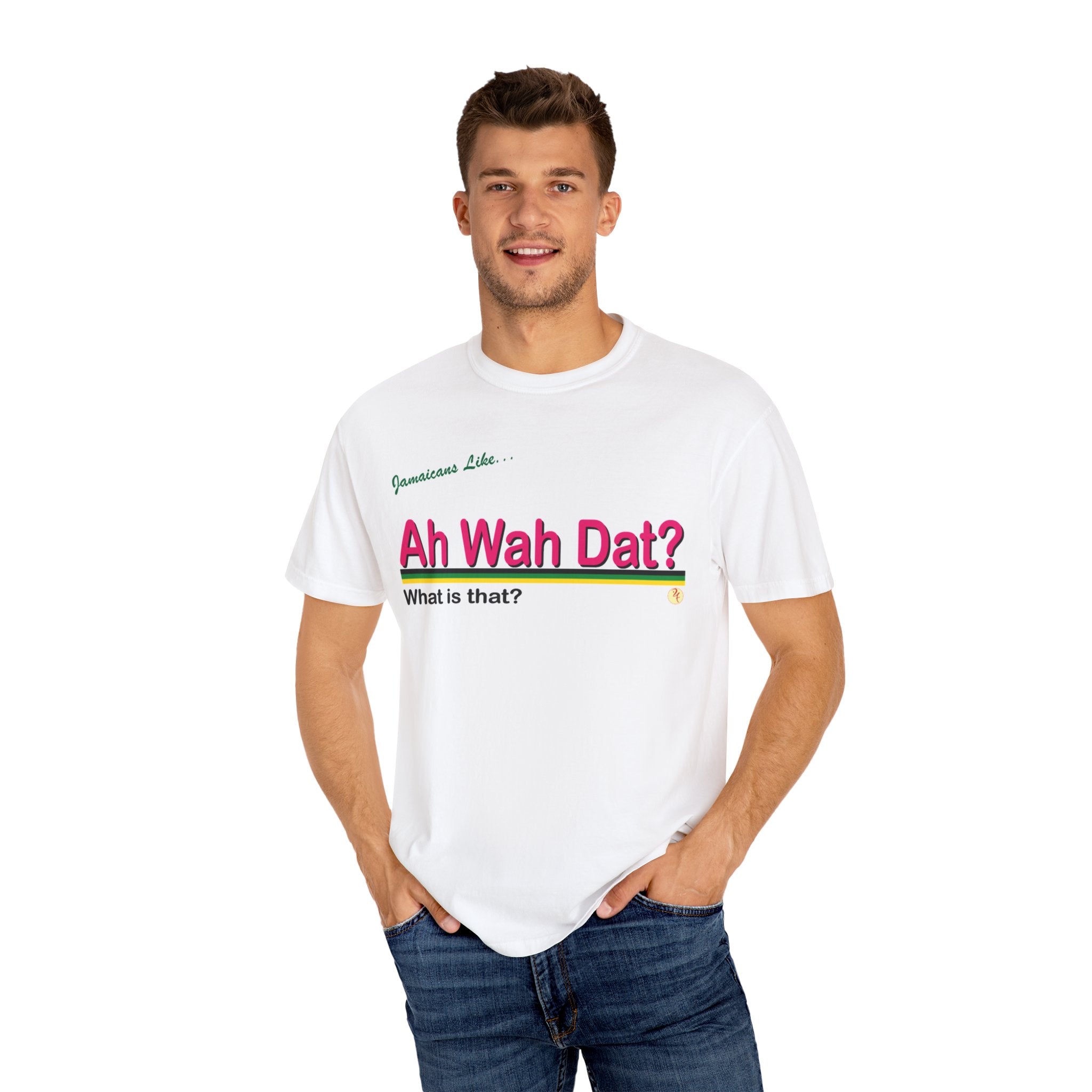 Ah Wah Dat? T-shirt - Fun Jamaican Phrase Tee for Casual Wear