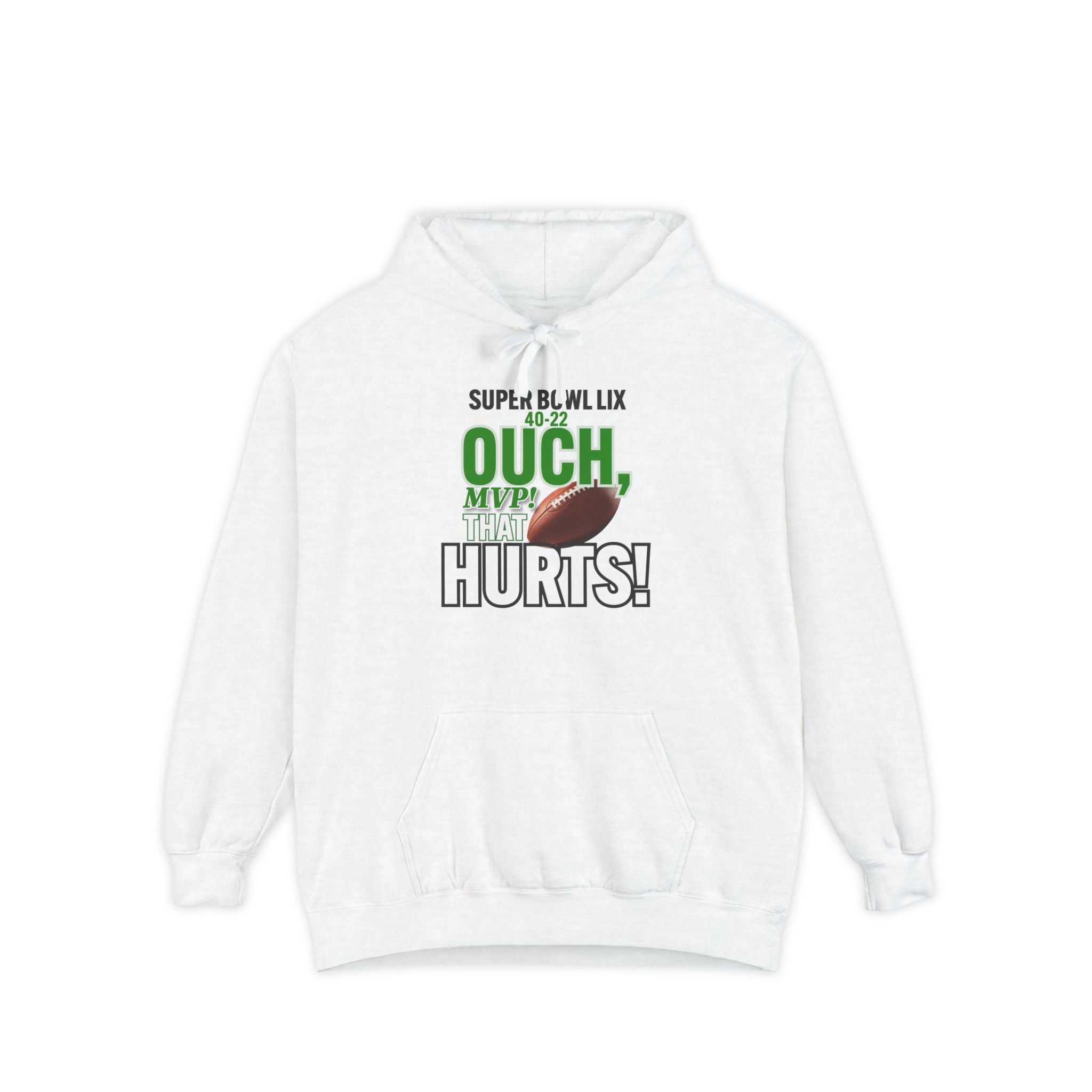 "Ouch, MVP! That Hurts!" & "Take One!" Unisex Garment-Dyed Hoodie - Graphic Design
