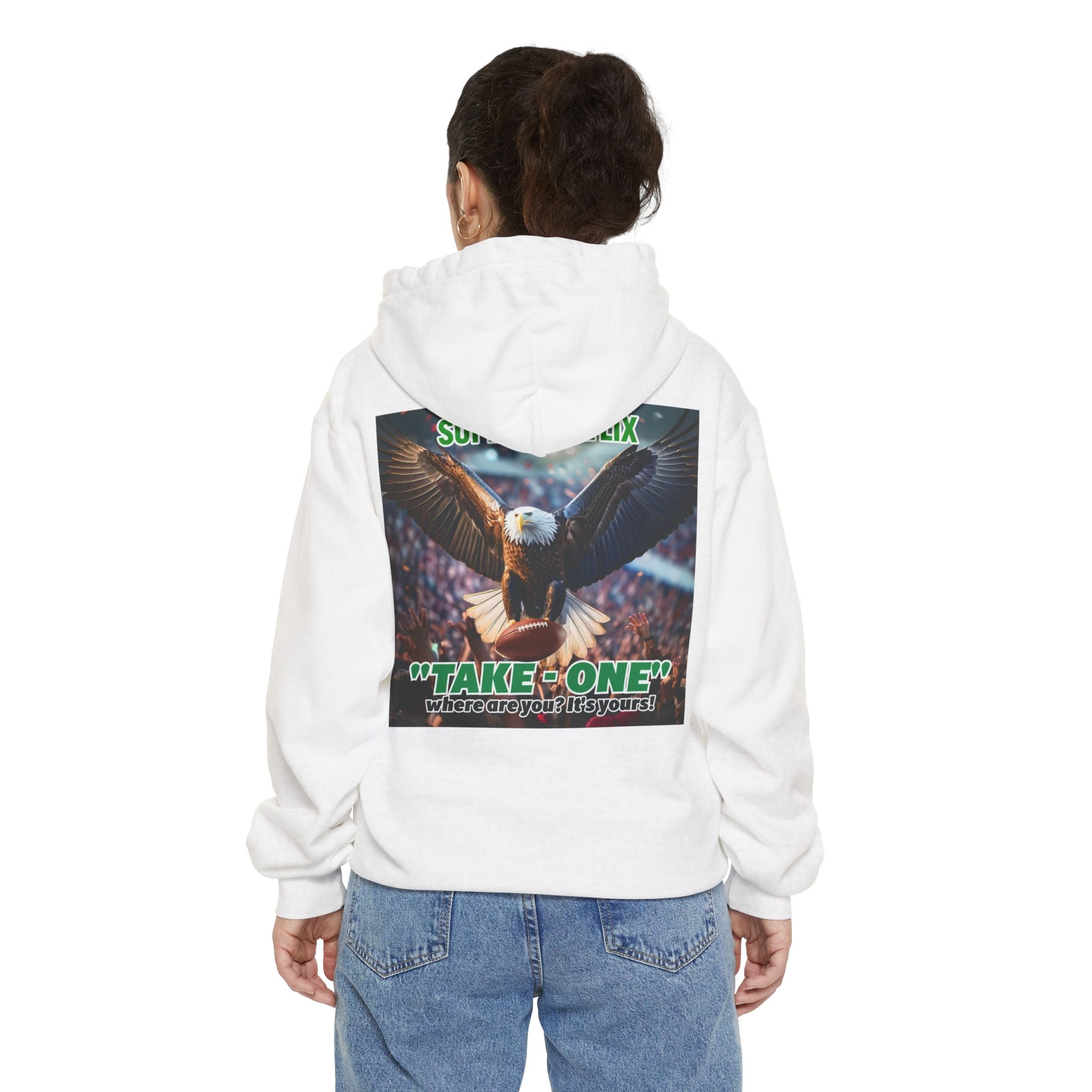 "Ouch, MVP! That Hurts!" & "Take One!" Unisex Garment-Dyed Hoodie - Graphic Design